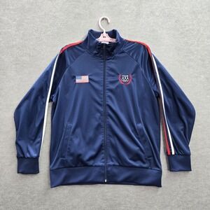 Team USA Men Jacket M XP Apparel USA Olympic Rings Striped Long‎ Sleeve Logo